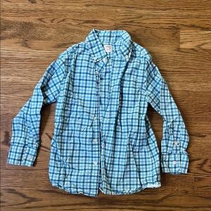 Kids Blue and White Plaid Button-Up Shirt
